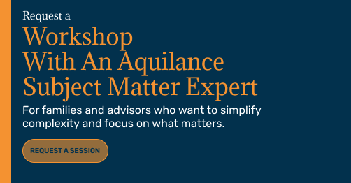 Graphic with offer for audience to book a complimentary workshop with an Aquilance subject matter expert.