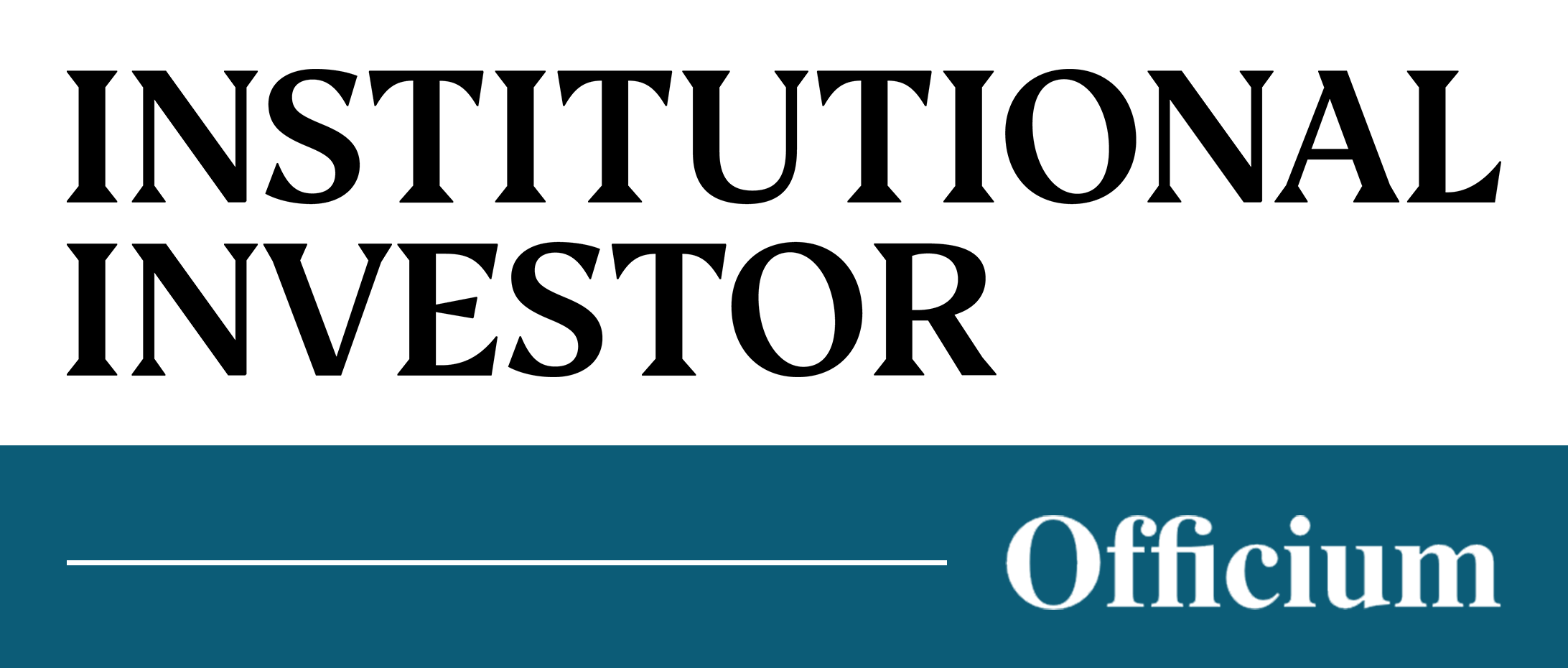 a blue and white graphic with the words, institutional investor, and officium. 