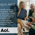 A family sits together on a couch and talks about finances.