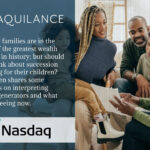 A family sits together on a couch and talks about finances.