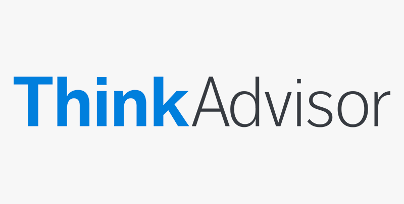 A blue and dark gray Think Advisor logo graphic with light gray background.